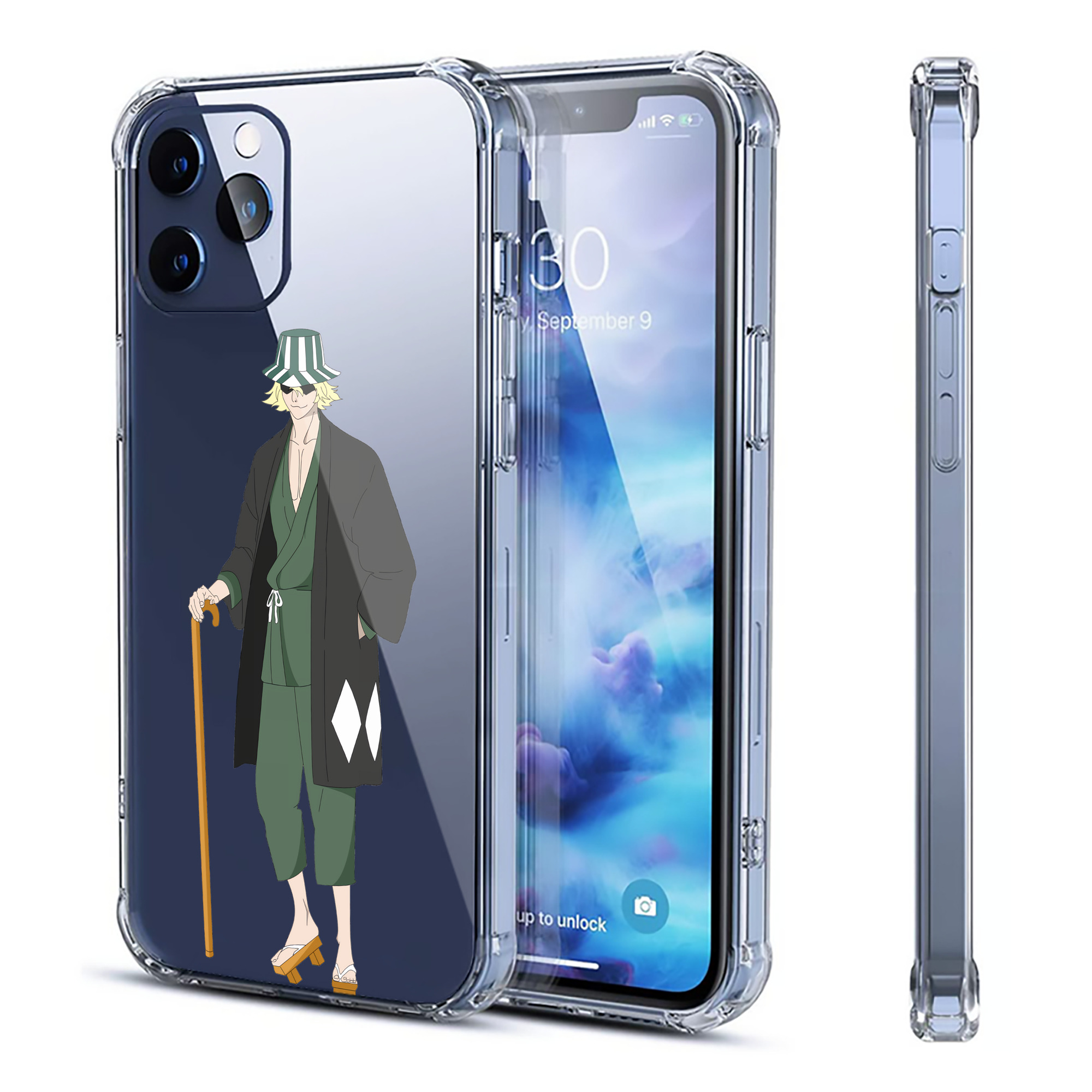 （画像用） "ブリーチ 浦原 喜助（うらはら きすけ） BLEACH Urahara Kisuke " 【iPhone 12シリーズ対応】透明スマホケース（クリアソフトケース）